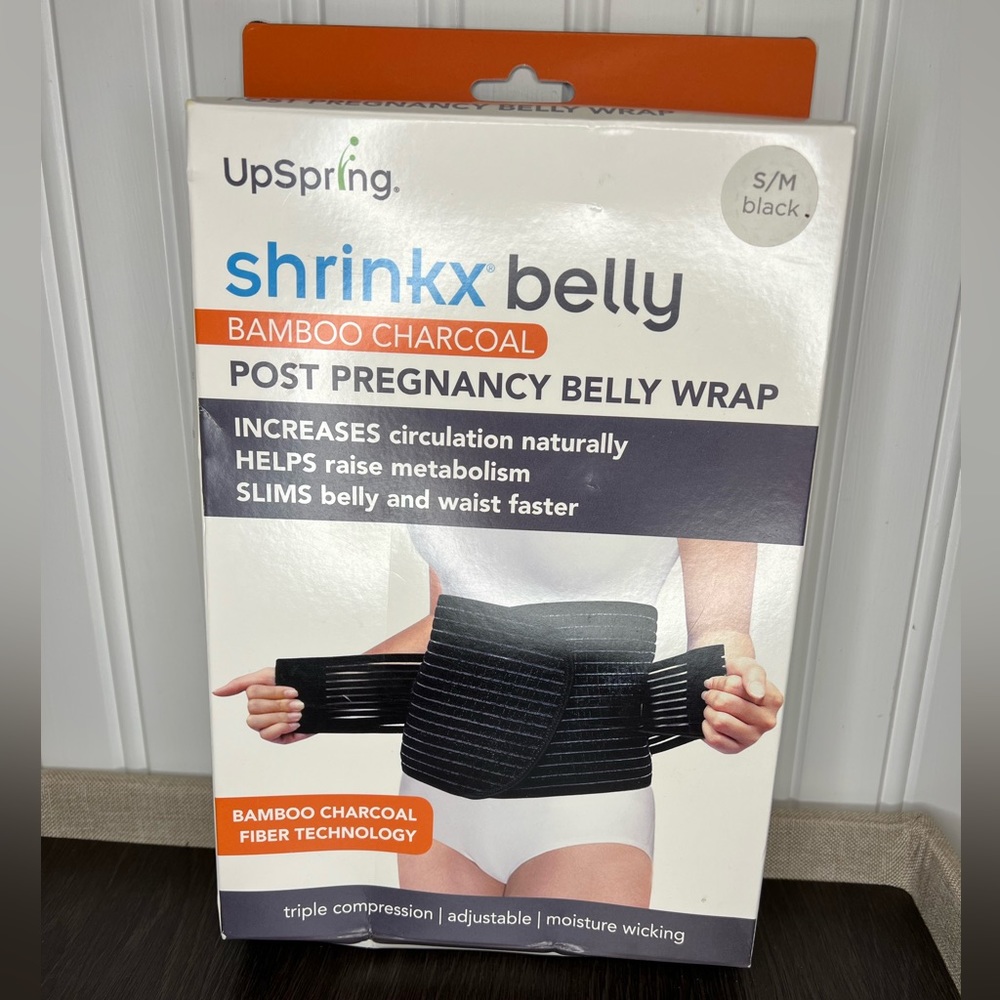 Upspring Shrinkx Belly Charcoal Postpartum Wrap, Adjustable Postpartum Band -NWT
